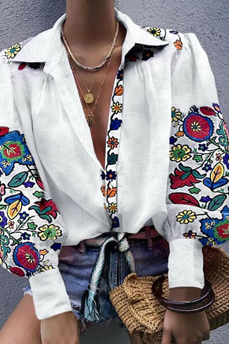 HTR1218 Floral Fiesta Embroidered Blouse