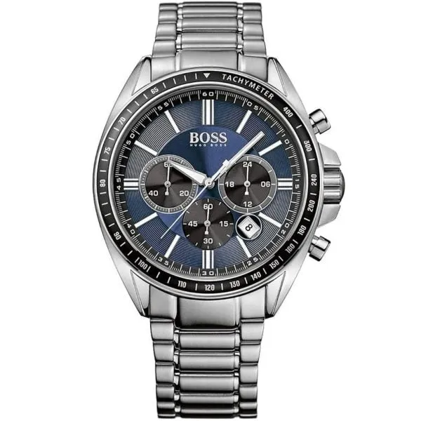 HUGO BOSS Driver Sport Silver Stainless Steel Blue Dial Chronograph Quartz Watch for Gents - 1513081