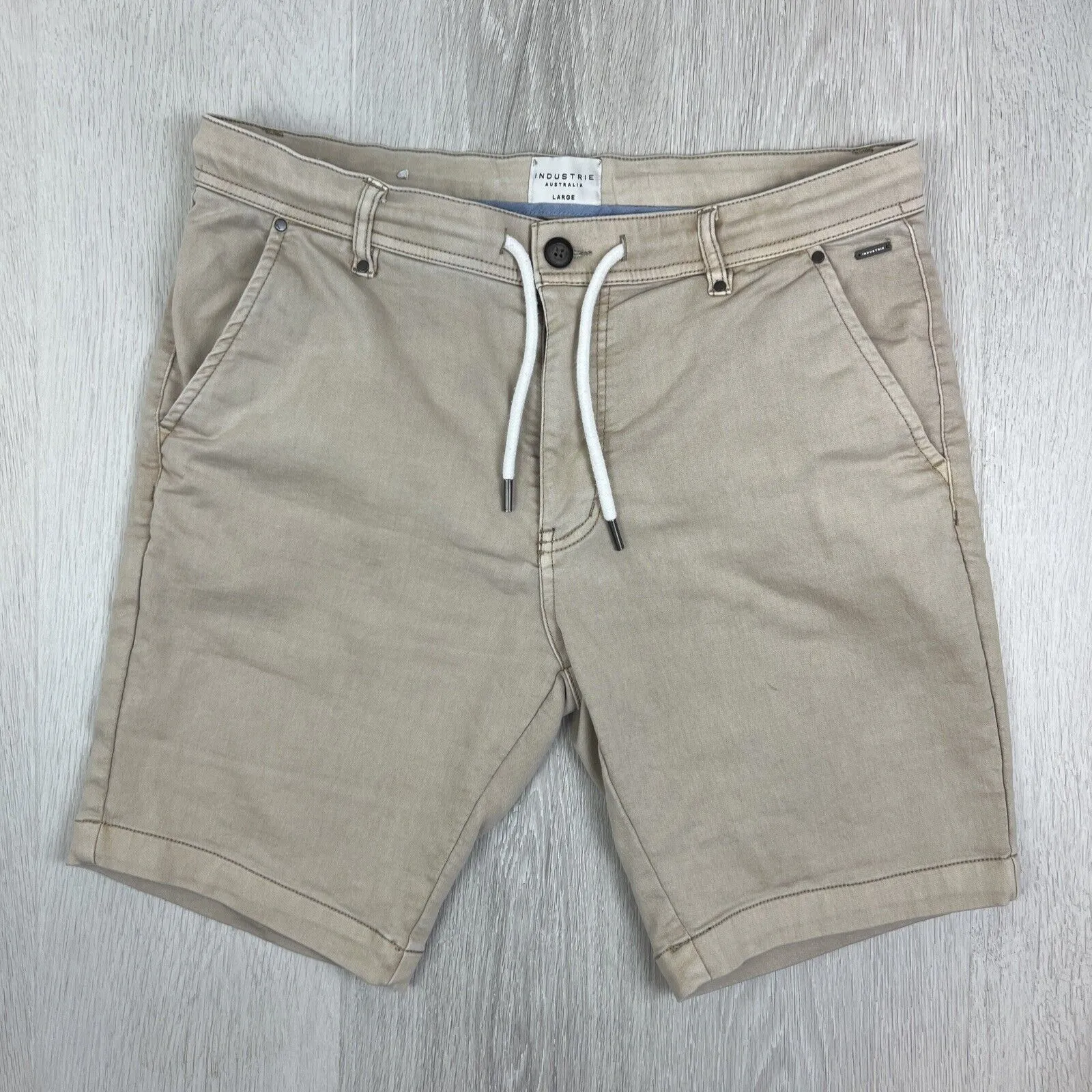 Industrie Mens Beige Chino Shorts Size Large