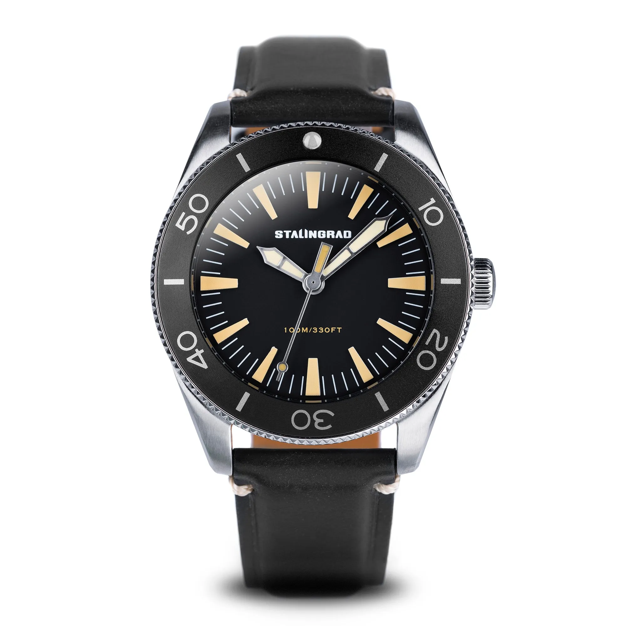 Iron Will. Black Dial. Black Leather Strap. SG-0012-02