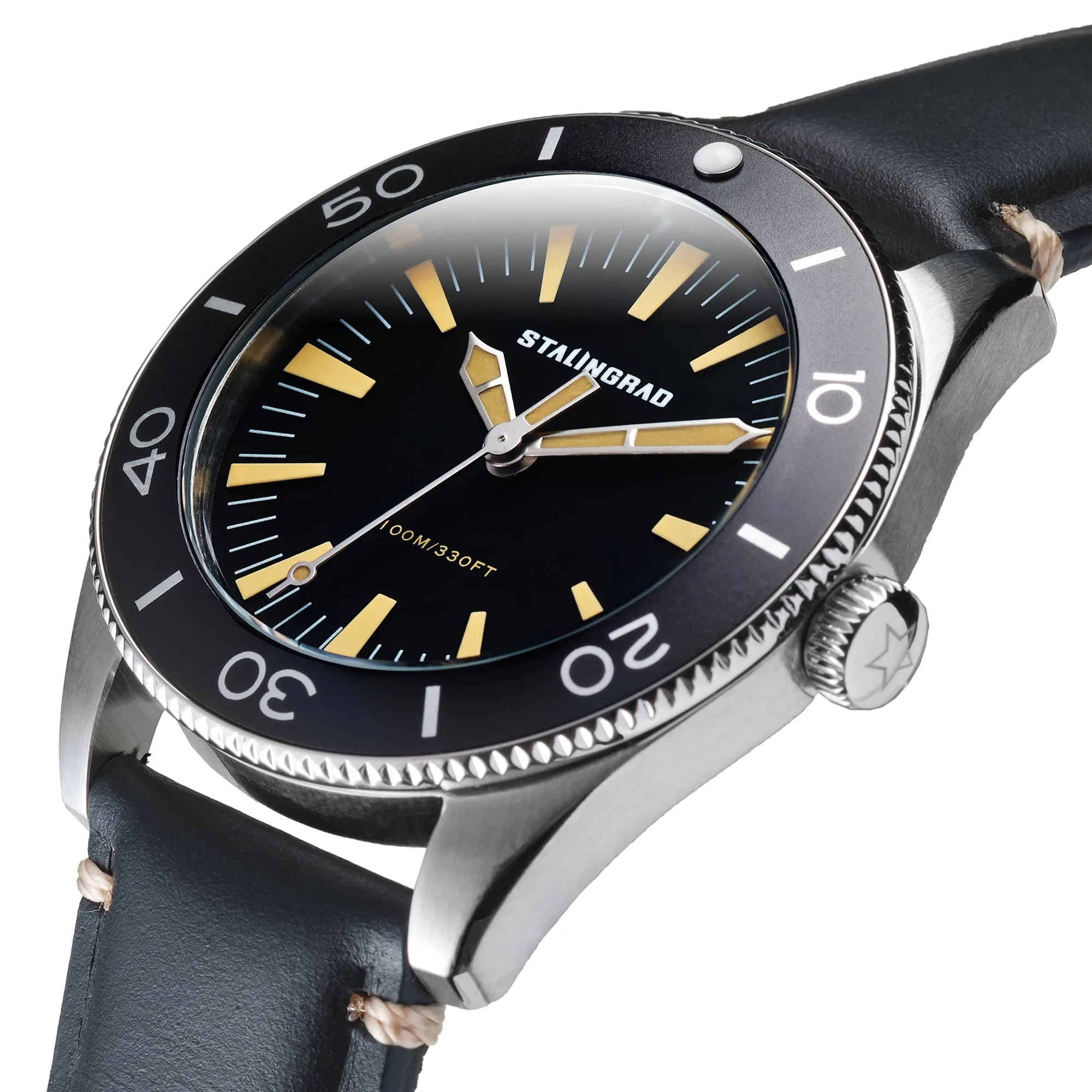 Iron Will. Black Dial. Black Leather Strap. SG-0012-02