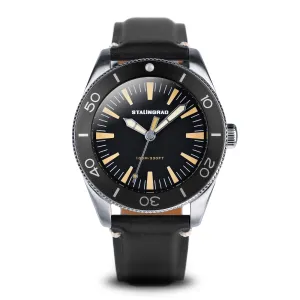 Iron Will. Black Dial. Black Leather Strap. SG-0012-02