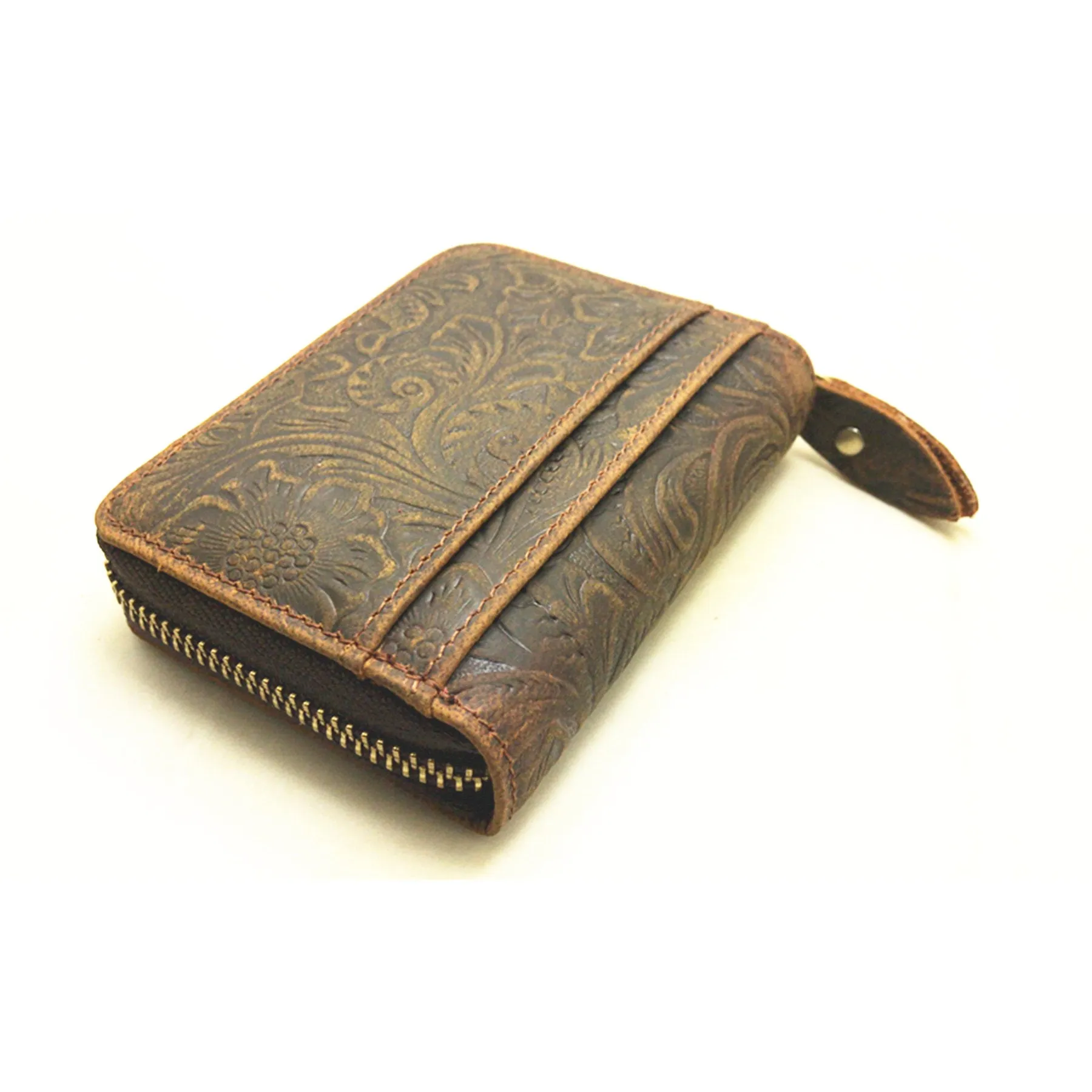 JJNUSA Men Minimalist Leather Wallet Card Holder Distressed Gifts Zipper wallet