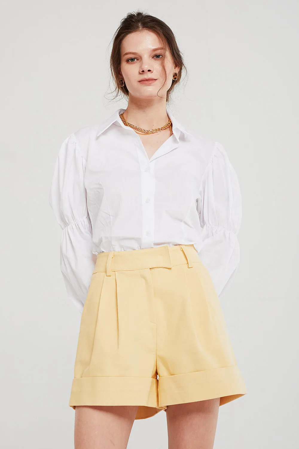 Josephine Cuffed Hem Pintuck Shorts