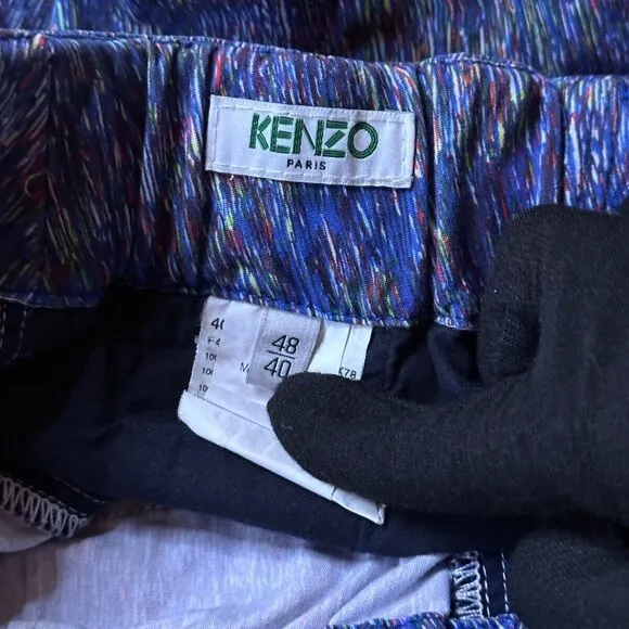 Kenzo Chino Shorts 48 / 40 Womens Blue Paint Spatter Geometric