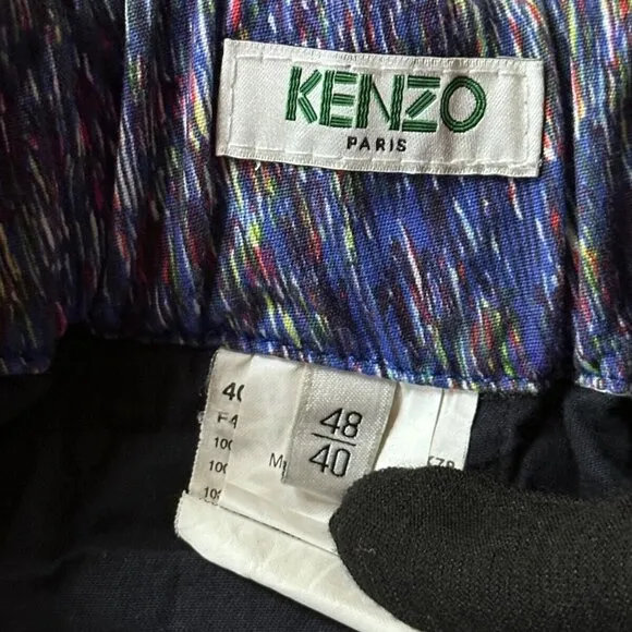 Kenzo Chino Shorts 48 / 40 Womens Blue Paint Spatter Geometric