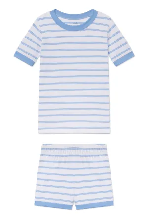 Kids Shorts Set in Baltic Blue Triple Stripe