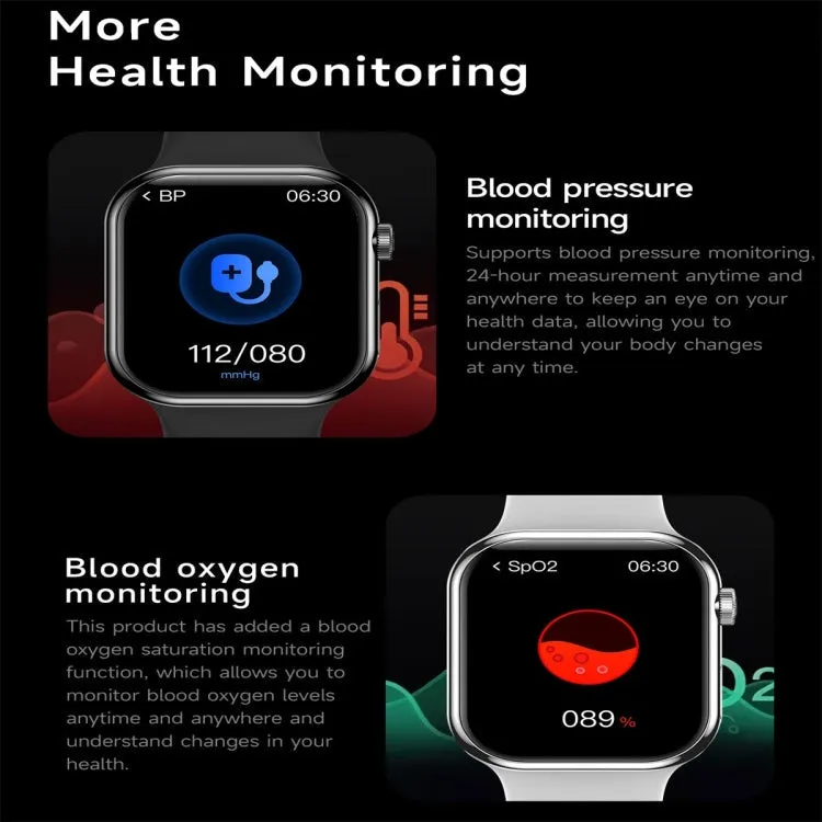 KL08 2.04 inch Color Screen Smart Watch Silicone Strap, Support Bluetooth Call(Black)