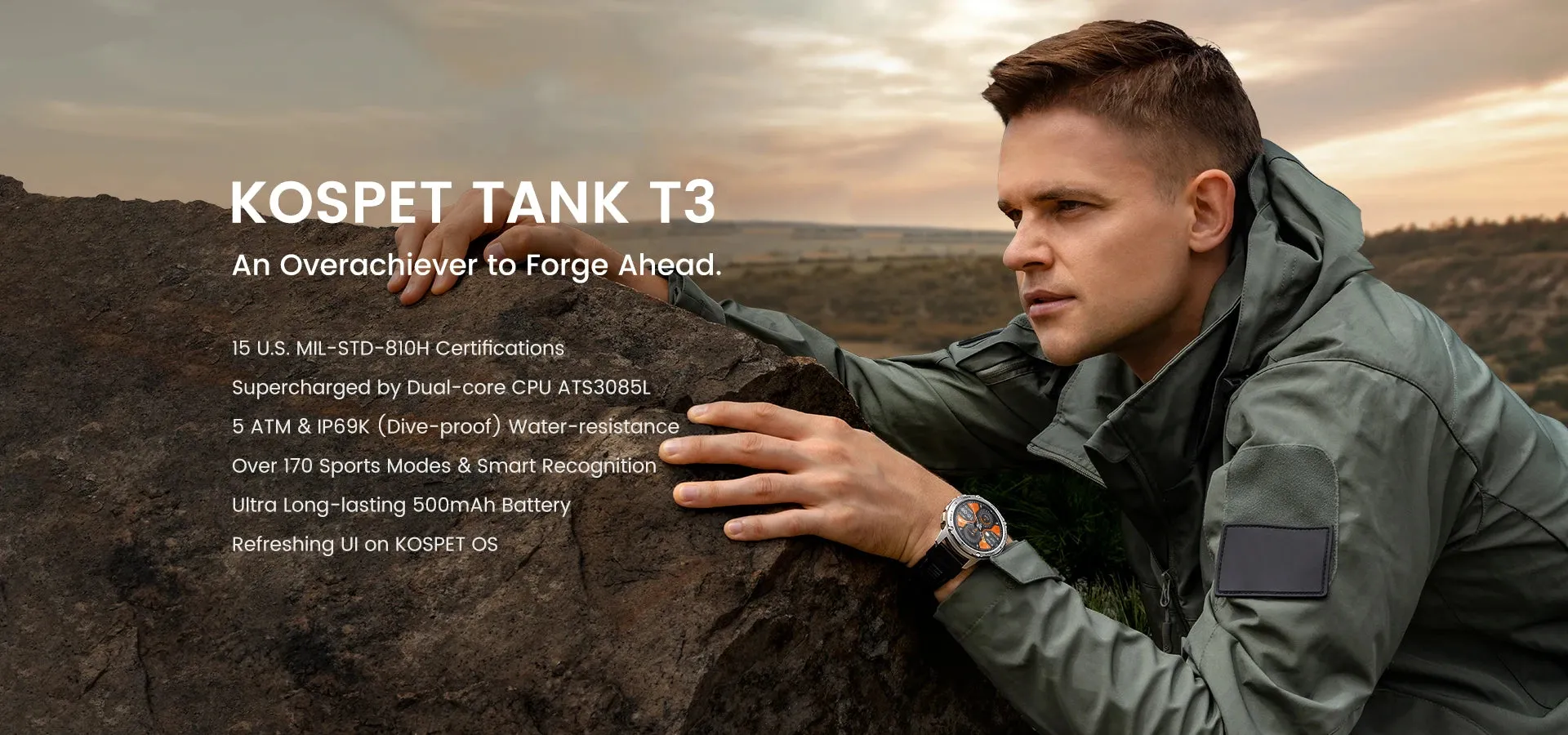 KOSPET Tank T3 1.43" AMOLED Smart Fitness Watch