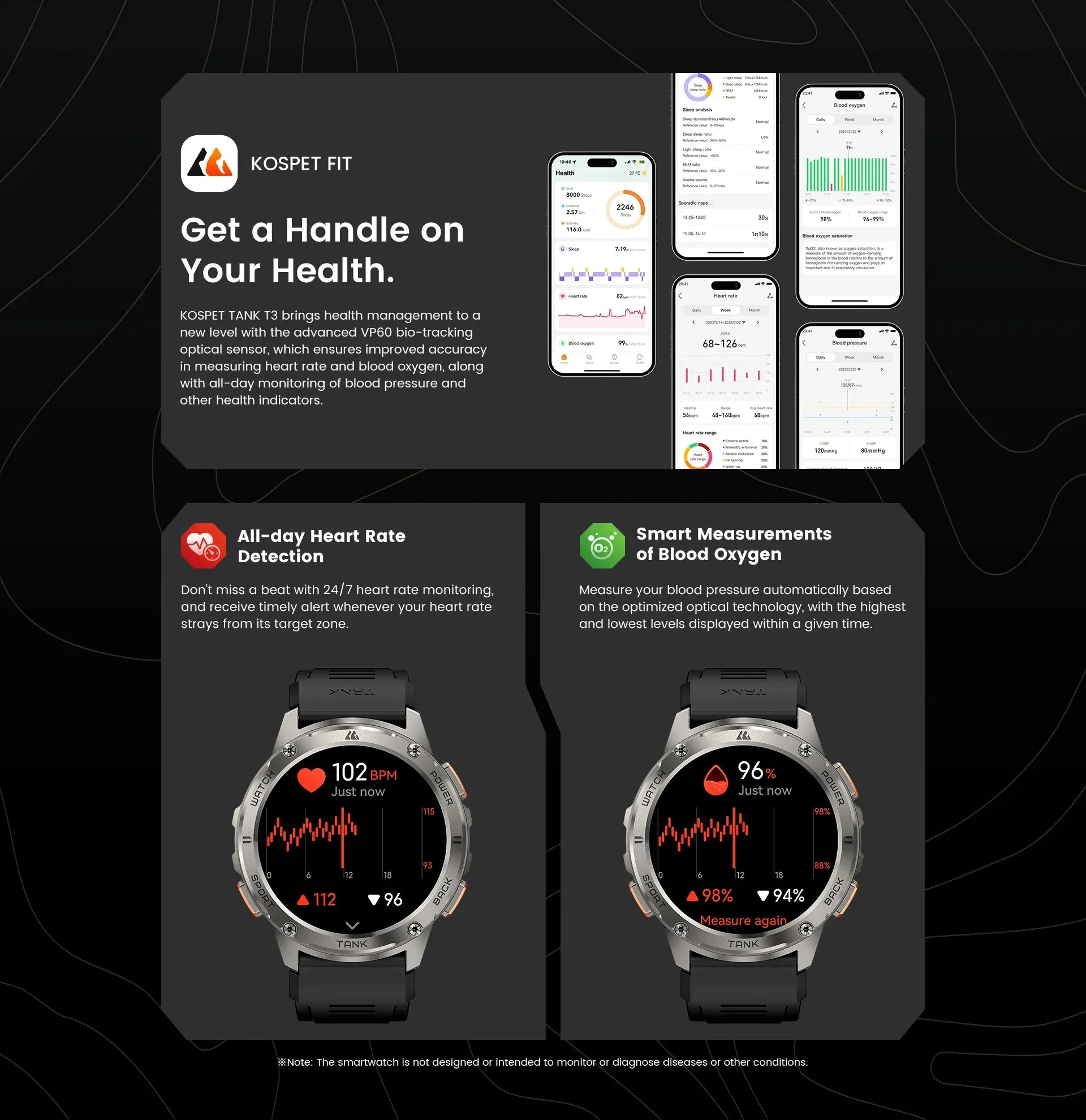 KOSPET Tank T3 1.43" AMOLED Smart Fitness Watch