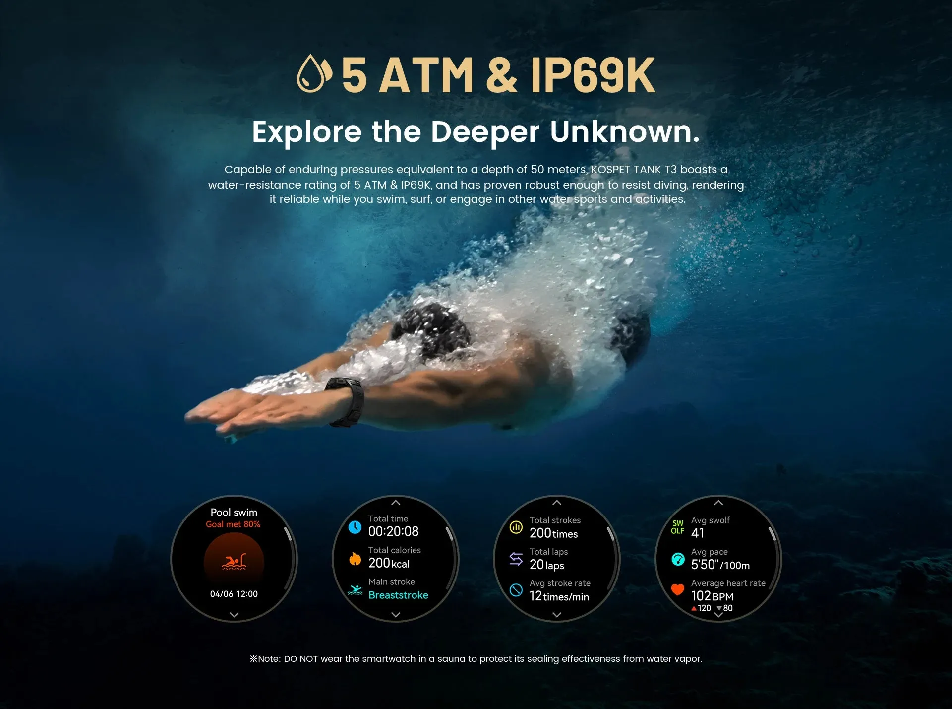 KOSPET Tank T3 1.43" AMOLED Smart Fitness Watch