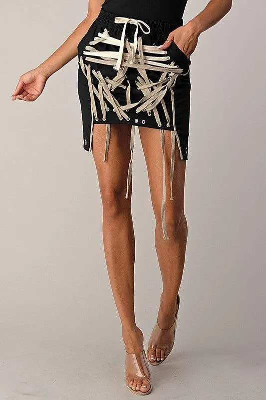 LACE UP SKIRT
