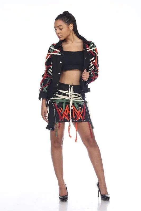 LACE UP SKIRT