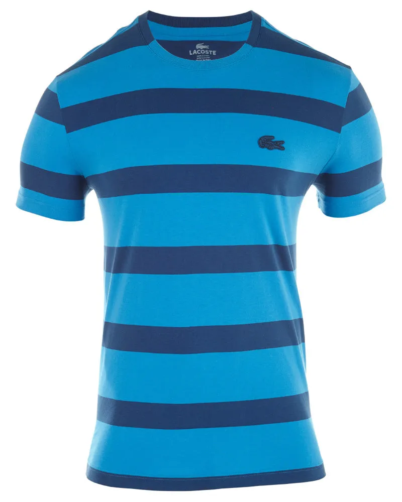 Lacoste Short Sleeve Wide Stripe Jersey Crewneck T-Shirt With Contrast  Mens Style # TH6542-51
