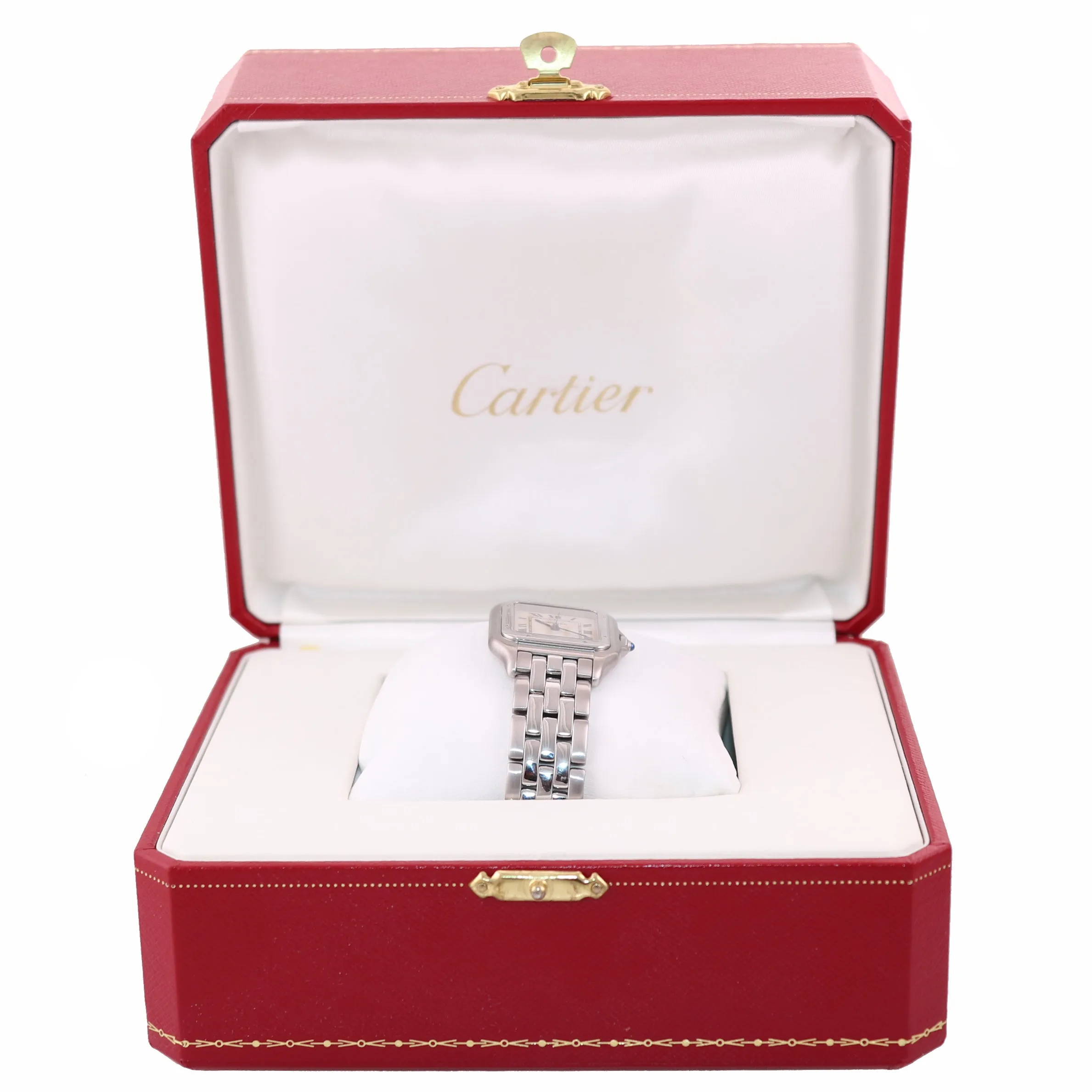 Ladies Cartier Panthere 27mm Ivory Roman Steel Quartz Date MidSize Watch 1310