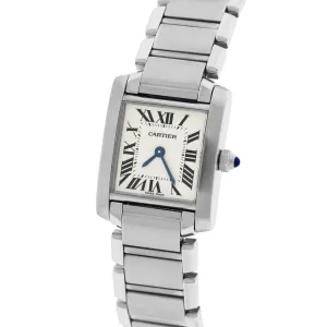 Ladies Cartier Tank Française Stainless Roman Swiss Quartz Watch 2384 W51008Q3
