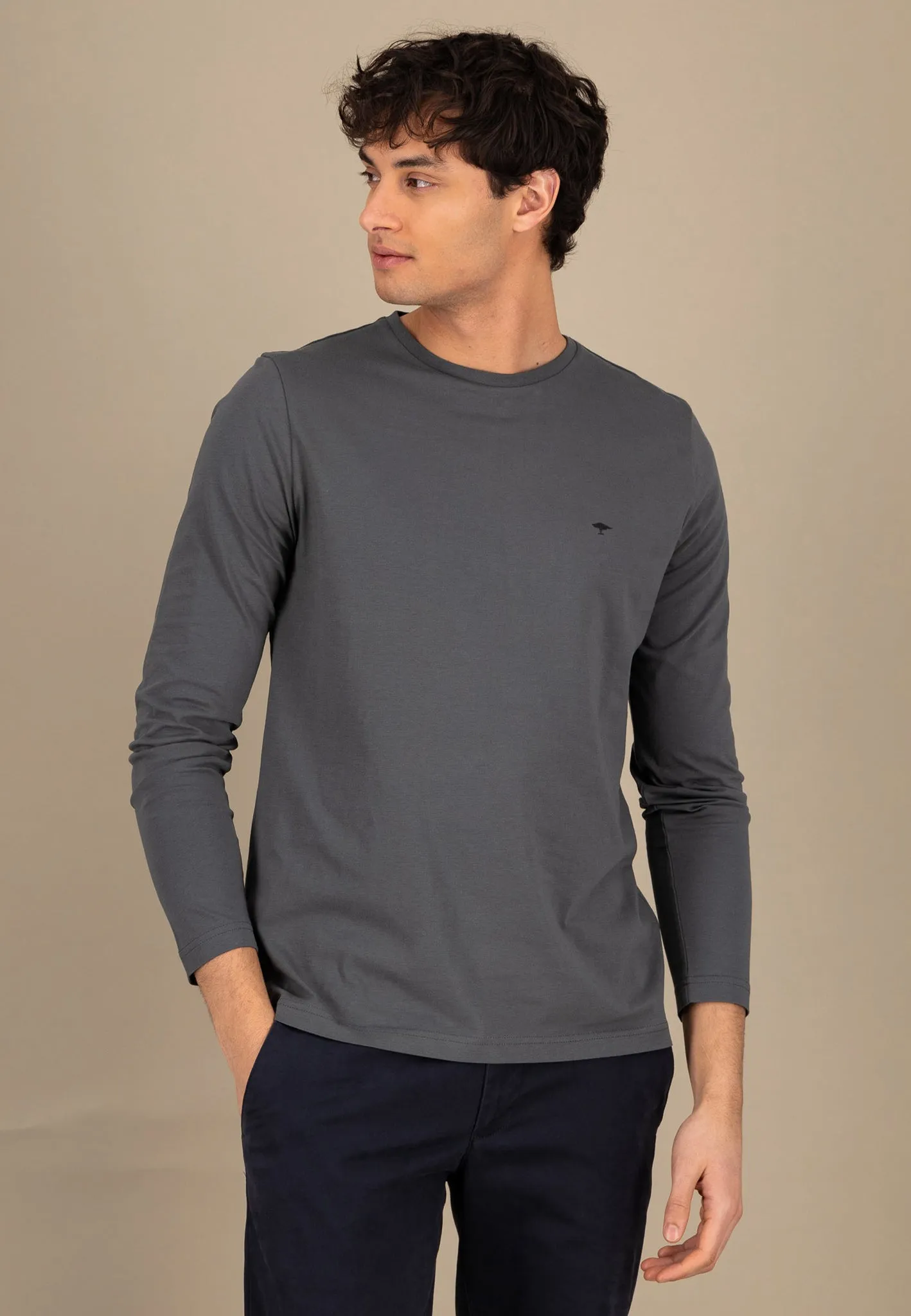 Langarmshirt aus Baumwolle mit Rundhalsausschnitt