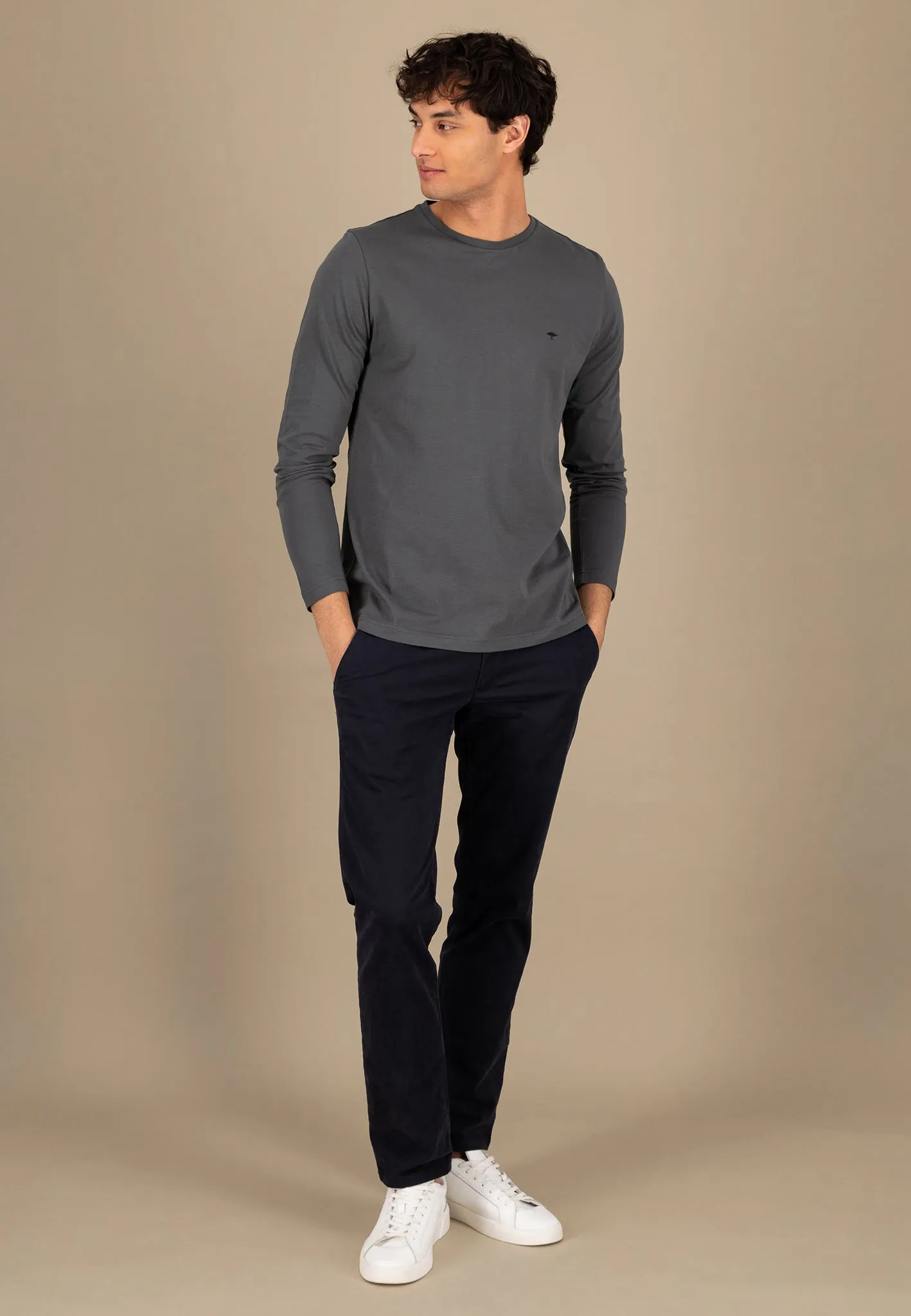 Langarmshirt aus Baumwolle mit Rundhalsausschnitt