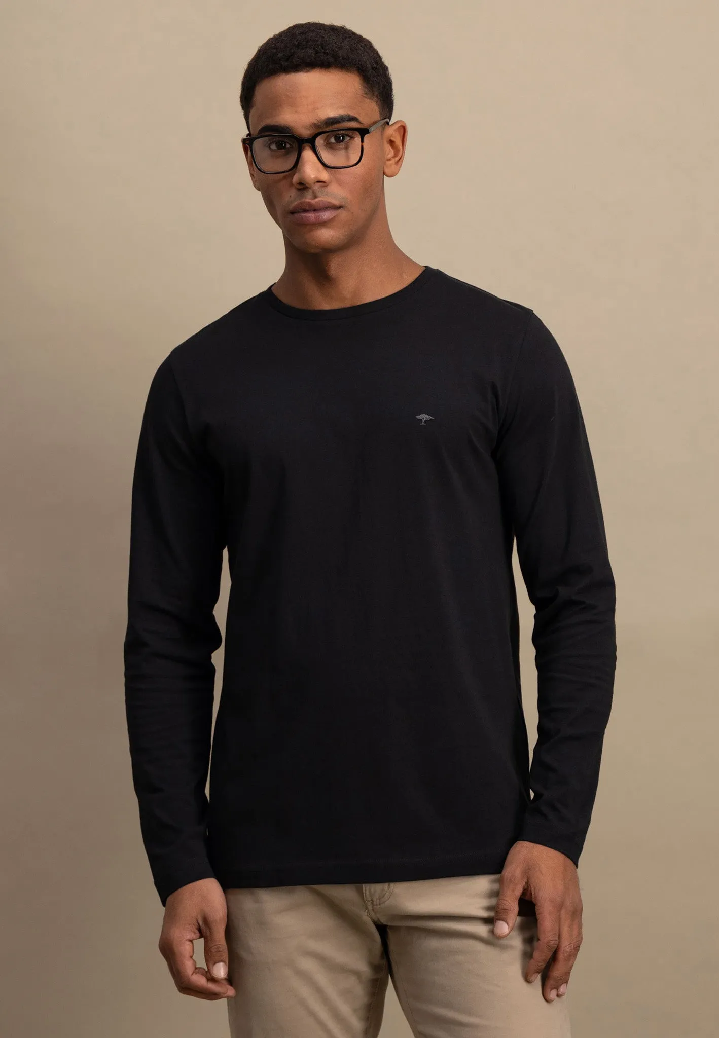 Langarmshirt aus Baumwolle mit Rundhalsausschnitt