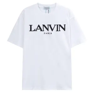 LANVIN Letter Embroidery T-Shirt Whtie