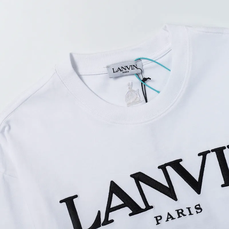 LANVIN Letter Embroidery T-Shirt Whtie