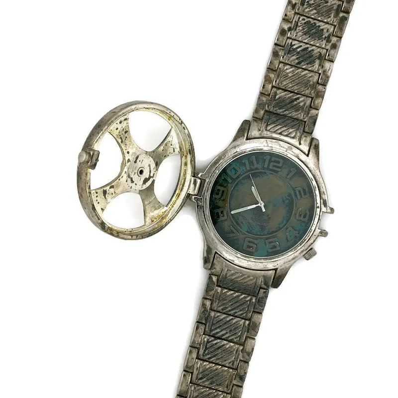 Large Watch with Cover, Blue Dial