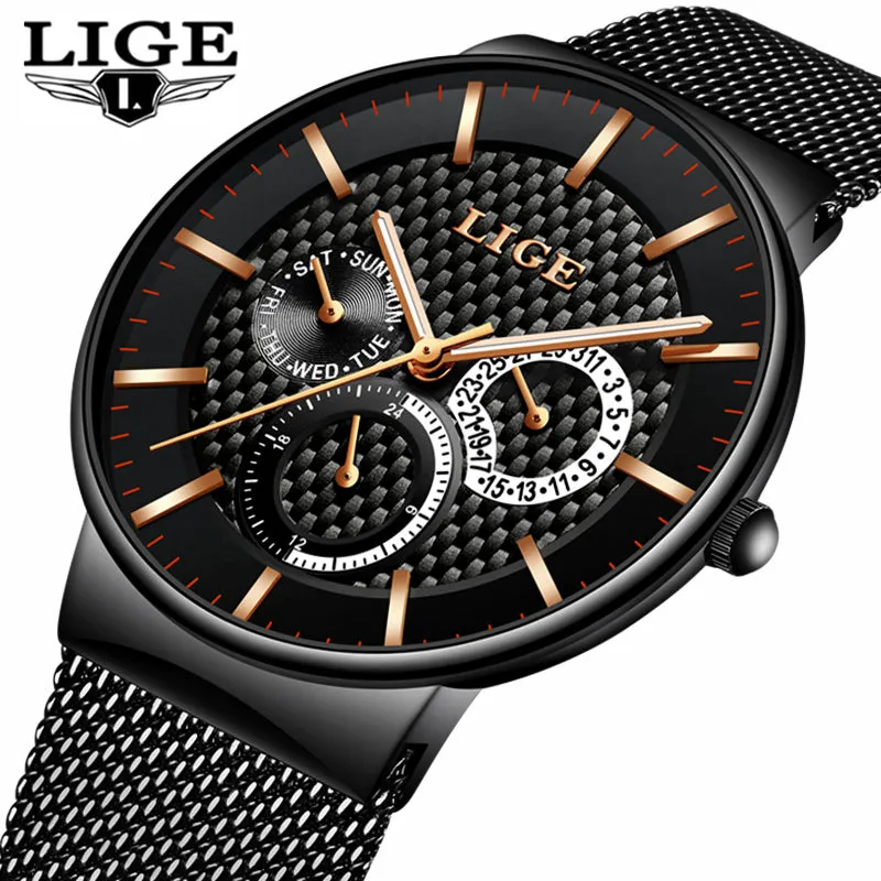 LIGE Fashion Mens Watches