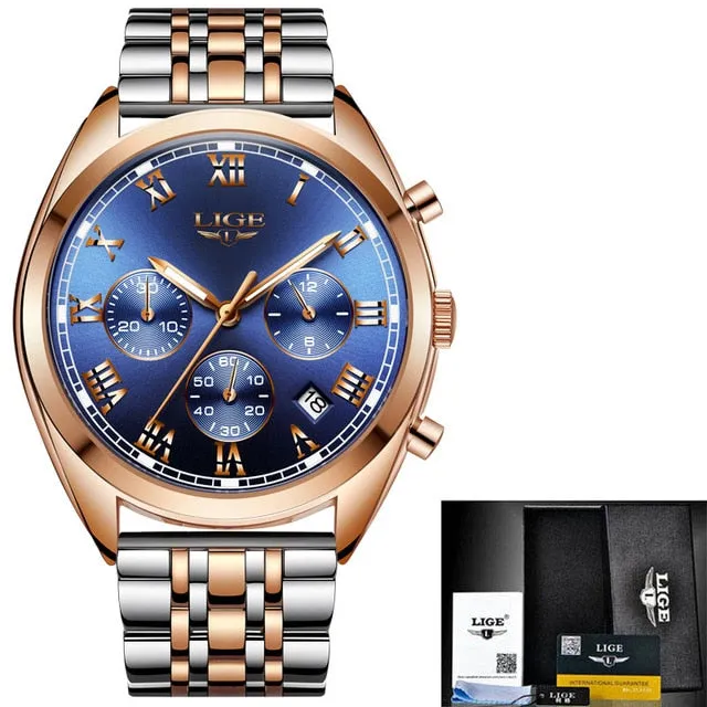 Lige Men's Luxury Causal Watch