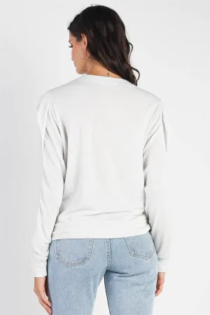Light Sage Round Neck Long Sleeve Detail Sweatshirt