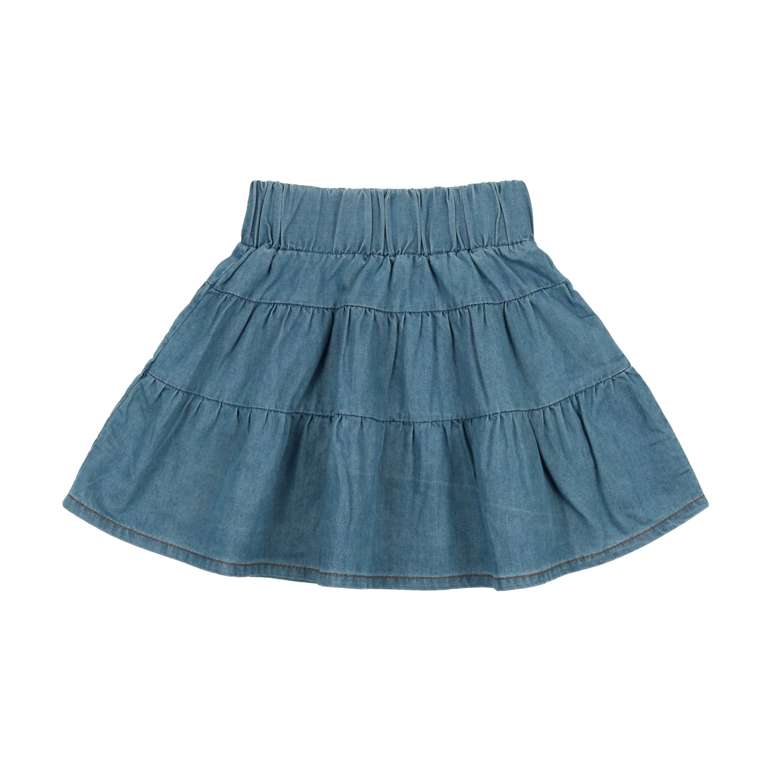 Lil Legs Denim Tiered Skirt - Dark Denim
