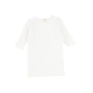 Lil Legs Ribbed Three Quarter Sleeve T-shirt - Pure White