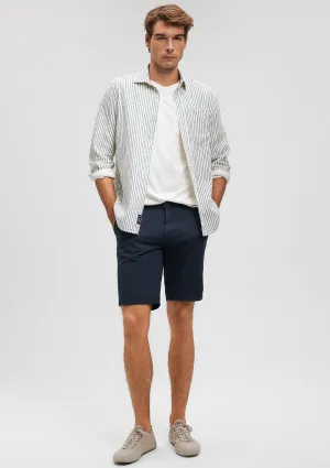 Linen Mix Navy Chino Shorts