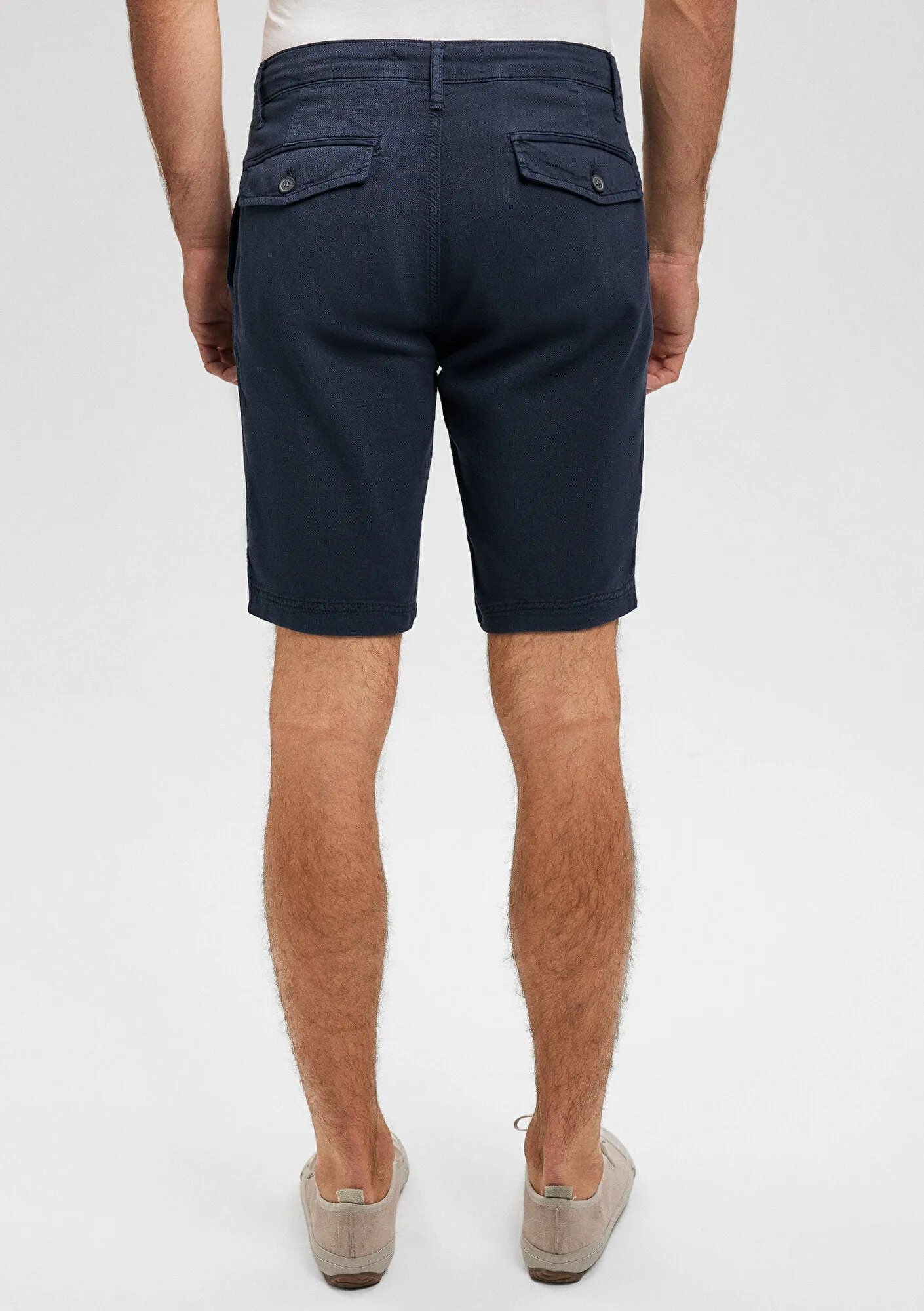 Linen Mix Navy Chino Shorts