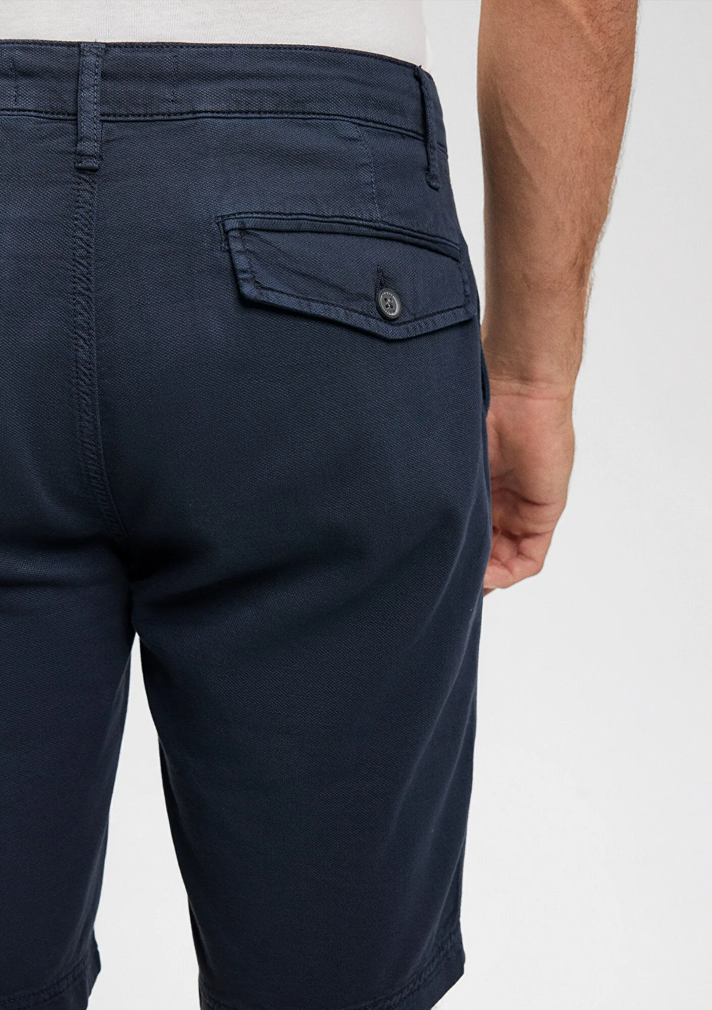 Linen Mix Navy Chino Shorts