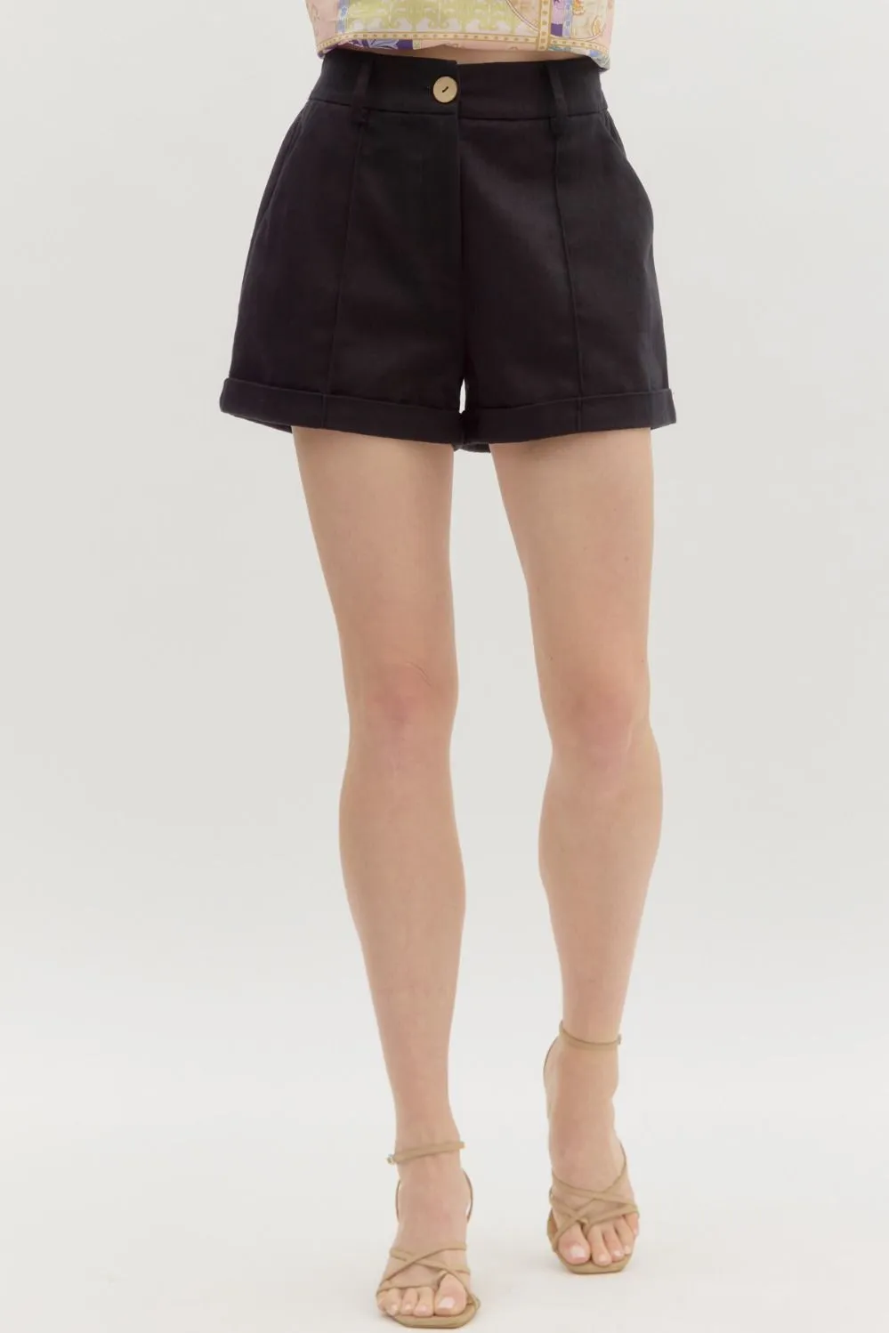 Luna High Waisted Cuffed Pintuck Short