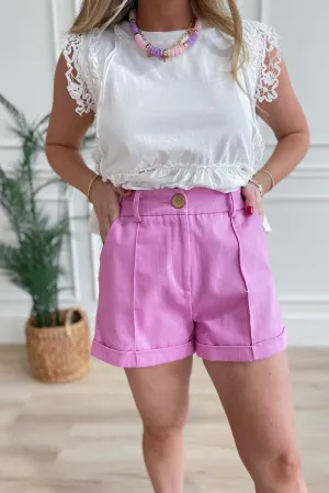 Luna High Waisted Cuffed Pintuck Short