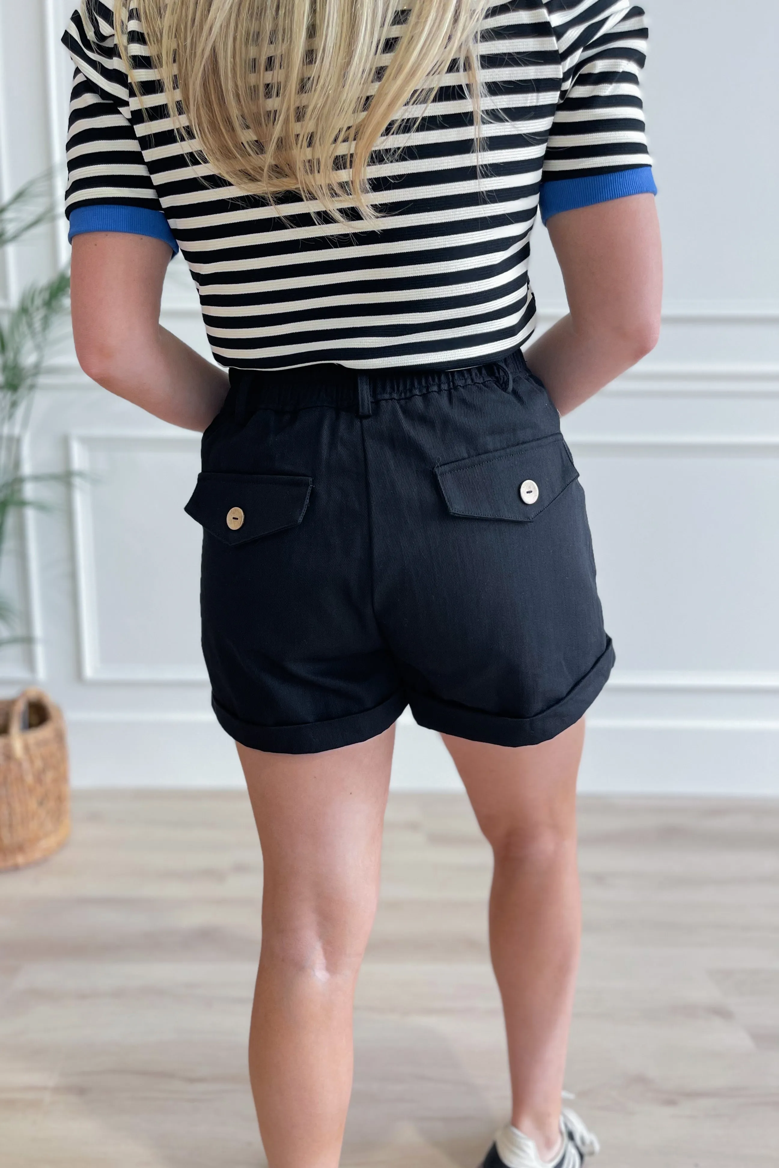 Luna High Waisted Cuffed Pintuck Short