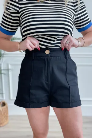 Luna High Waisted Cuffed Pintuck Short