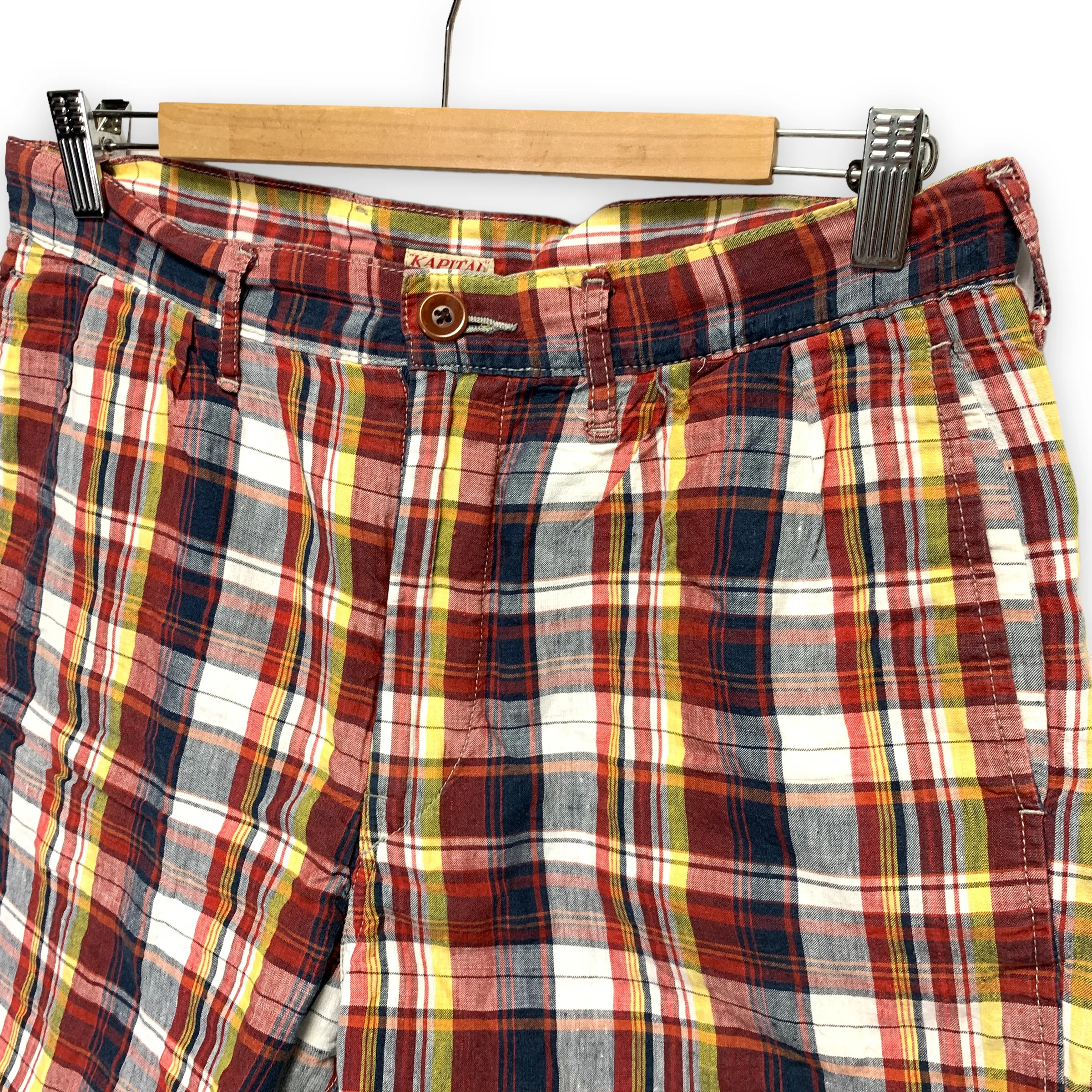 [M] Kapital Linen Madras Check Shorts