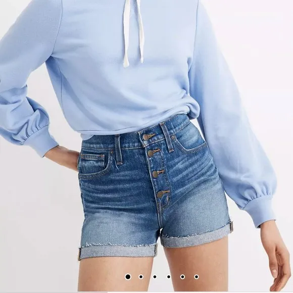 MADEWELL Super High Rise Destroyed Cuffed Shorts