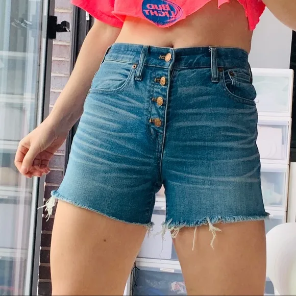MADEWELL Super High Rise Destroyed Cuffed Shorts