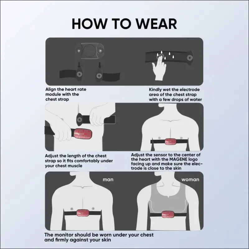 Magene h603: waterproof split strap chest strap heart rate monitor