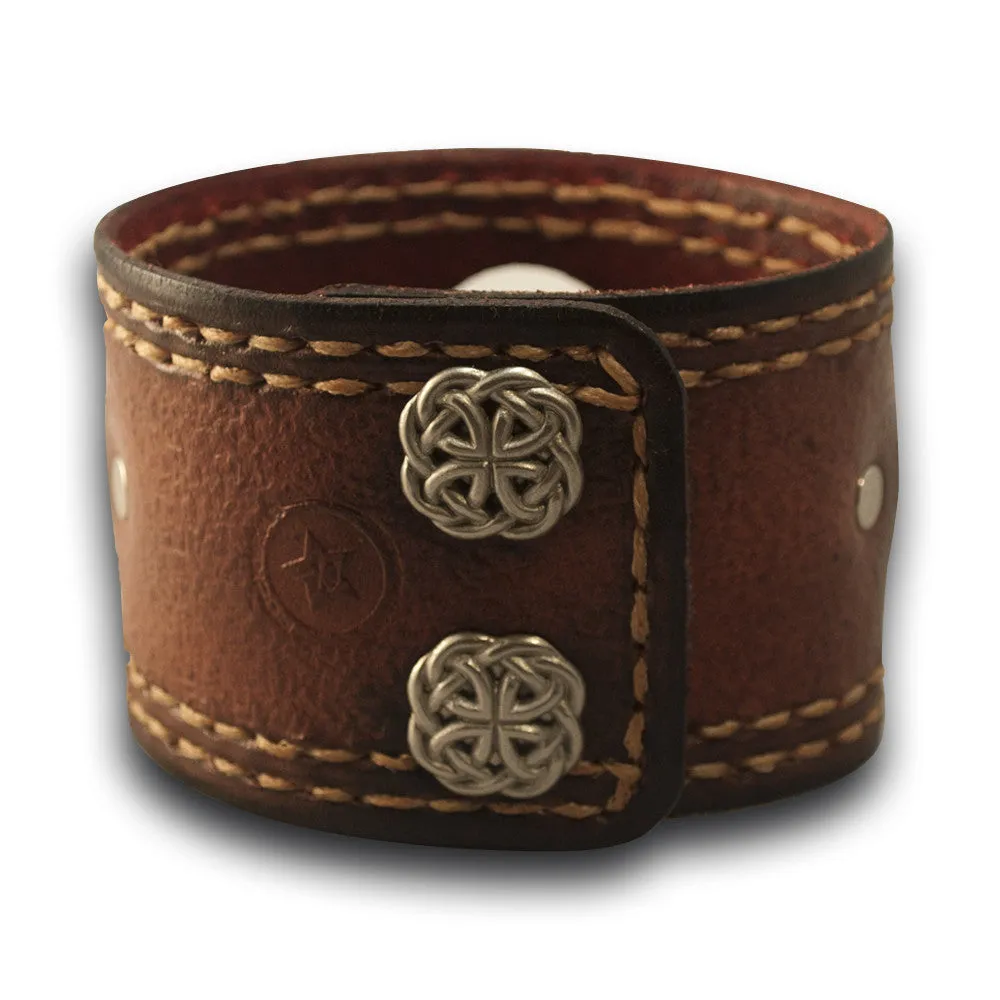 Mahogany Apple iWatch Leather Cuff Watch Band with Celtic Snaps