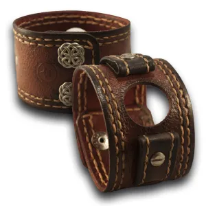 Mahogany Apple iWatch Leather Cuff Watch Band with Celtic Snaps
