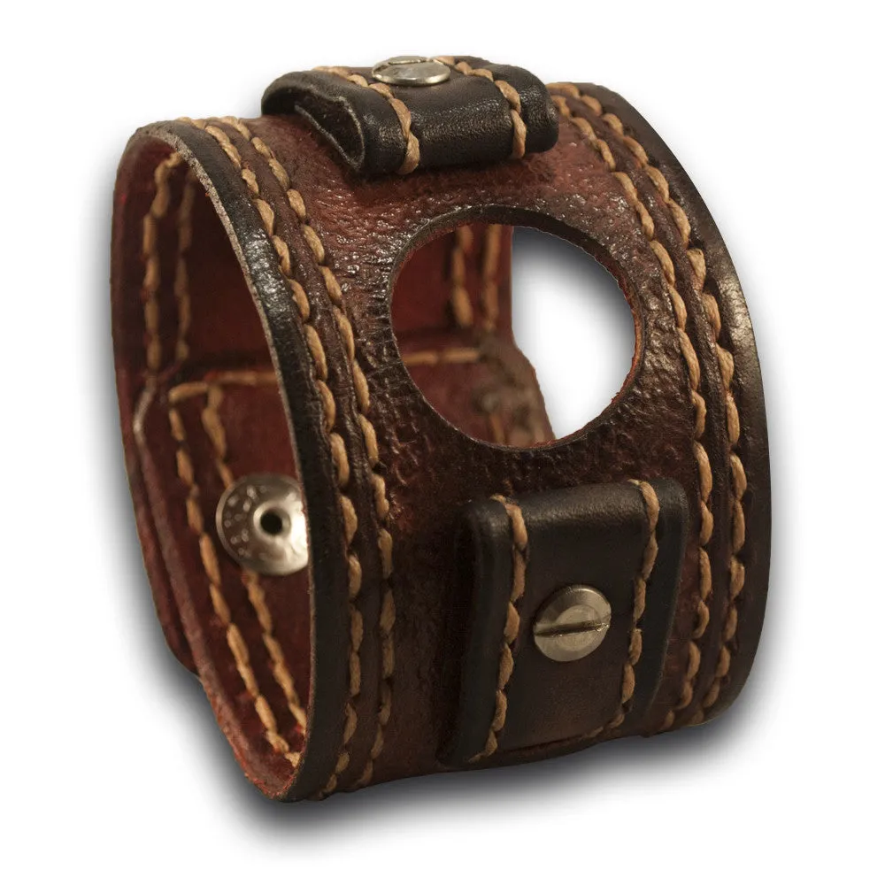 Mahogany Apple iWatch Leather Cuff Watch Band with Celtic Snaps