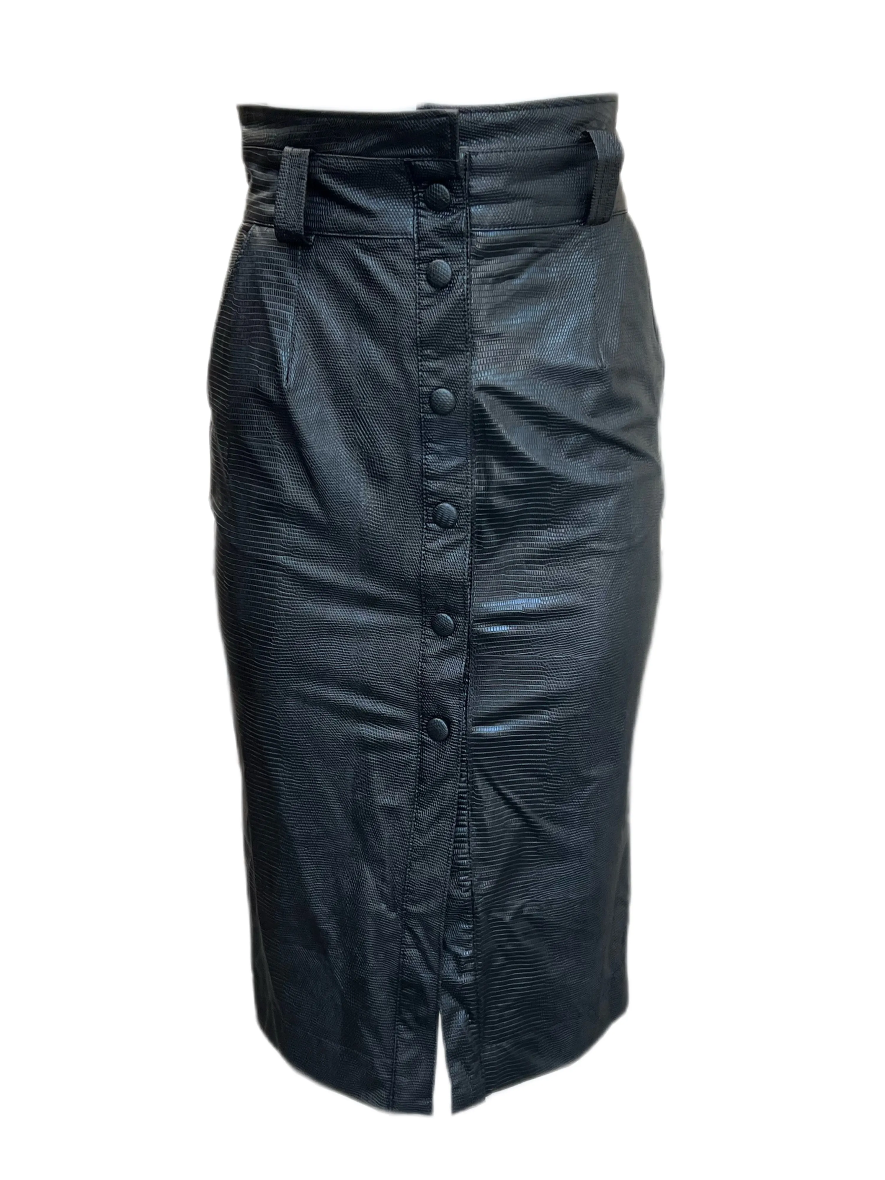 Marella By Max Mara Women's Black Spinta Faux Leather Straight Skirt Size S NWT
