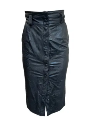 Marella By Max Mara Women's Black Spinta Faux Leather Straight Skirt Size S NWT