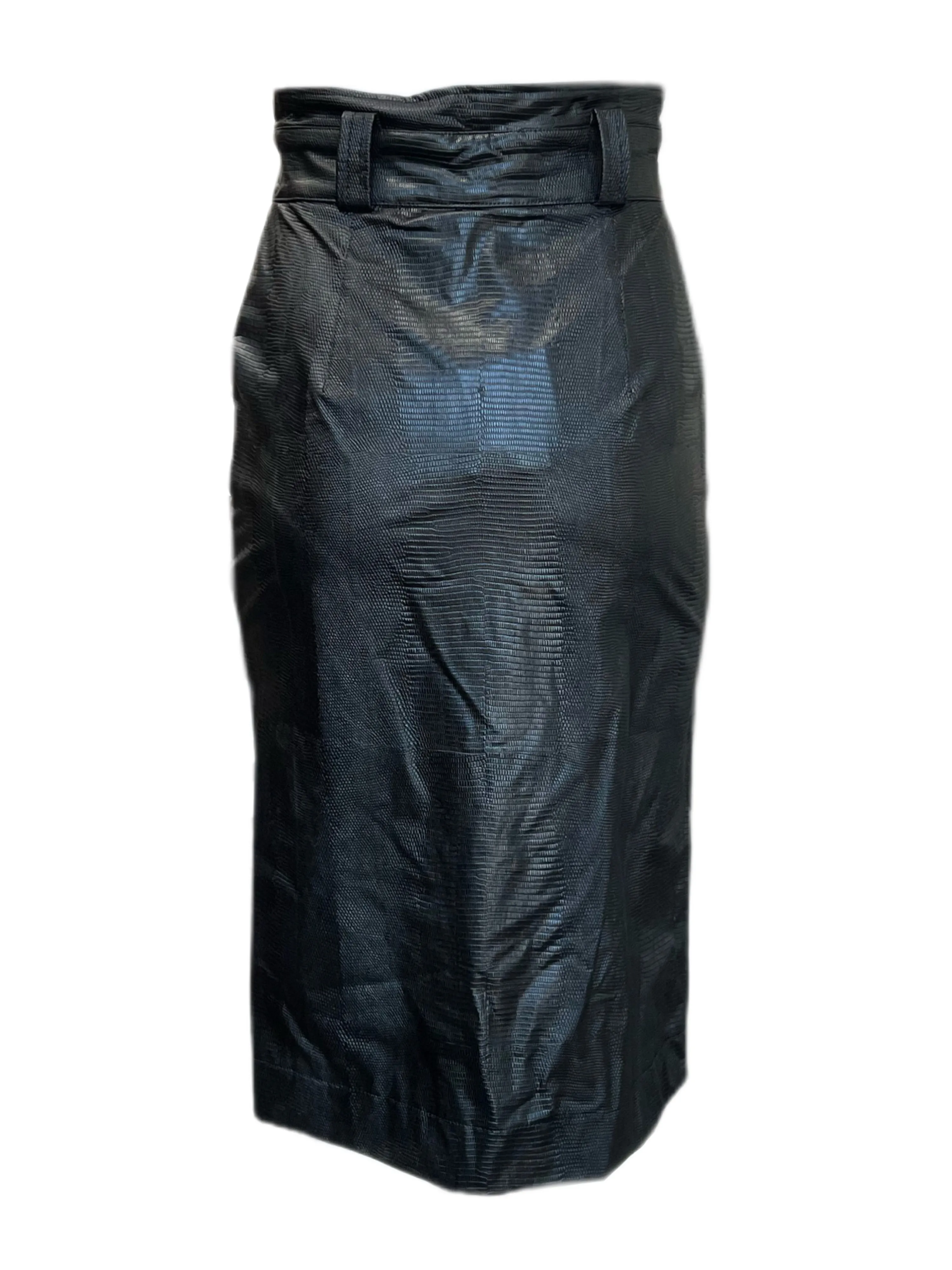Marella By Max Mara Women's Black Spinta Faux Leather Straight Skirt Size S NWT