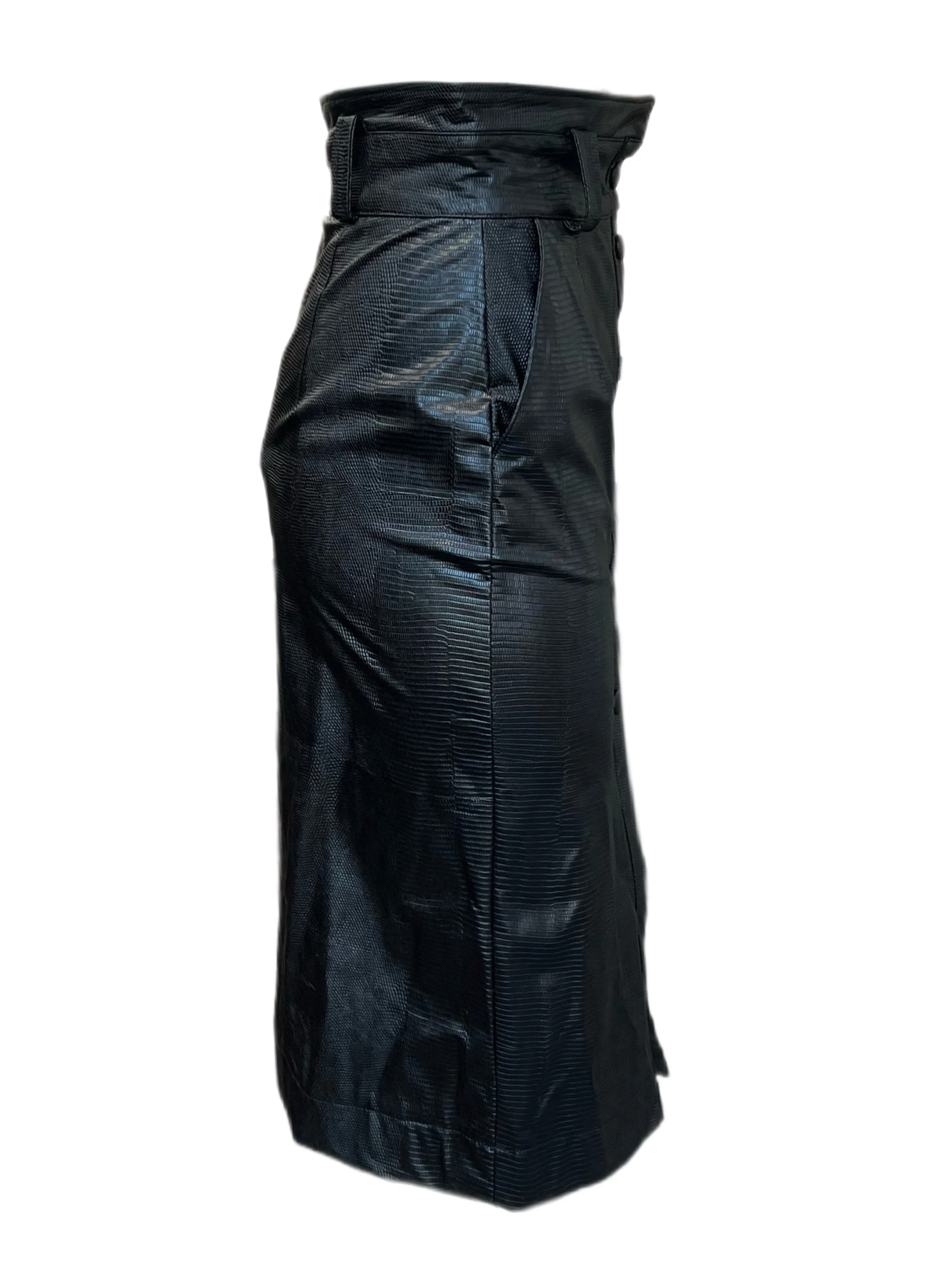 Marella By Max Mara Women's Black Spinta Faux Leather Straight Skirt Size S NWT