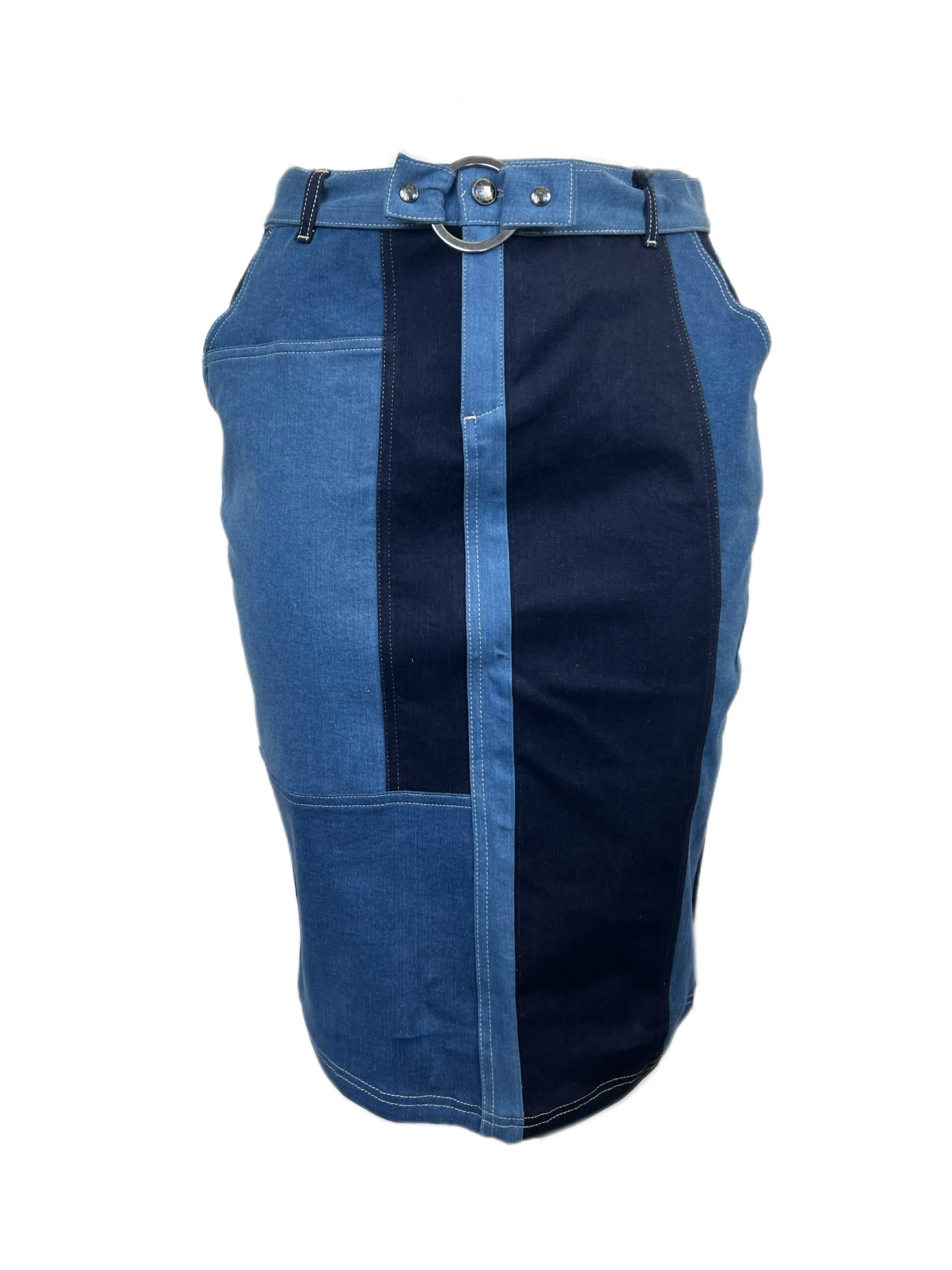 Marina Rinaldi Women's Blue Calypso Denim Straight Skirt NWT